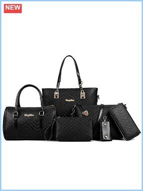 6 Piece PU Leather Handbag Set Tote Crossbody Wallet Wristlet Purse Set